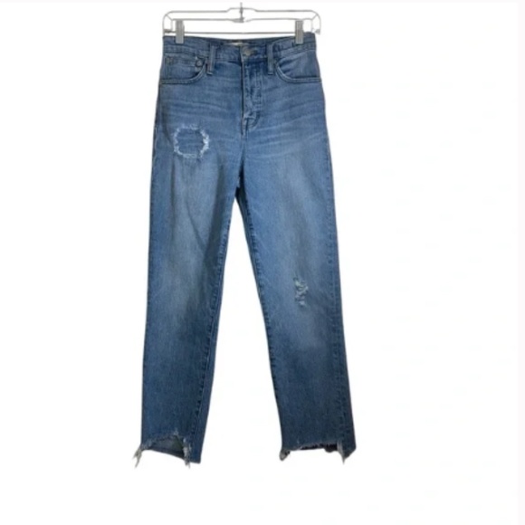 Madewell Classic Straight Jeans in Corrie Wash: Step-Hem Edition - size 26 - Picture 3 of 5